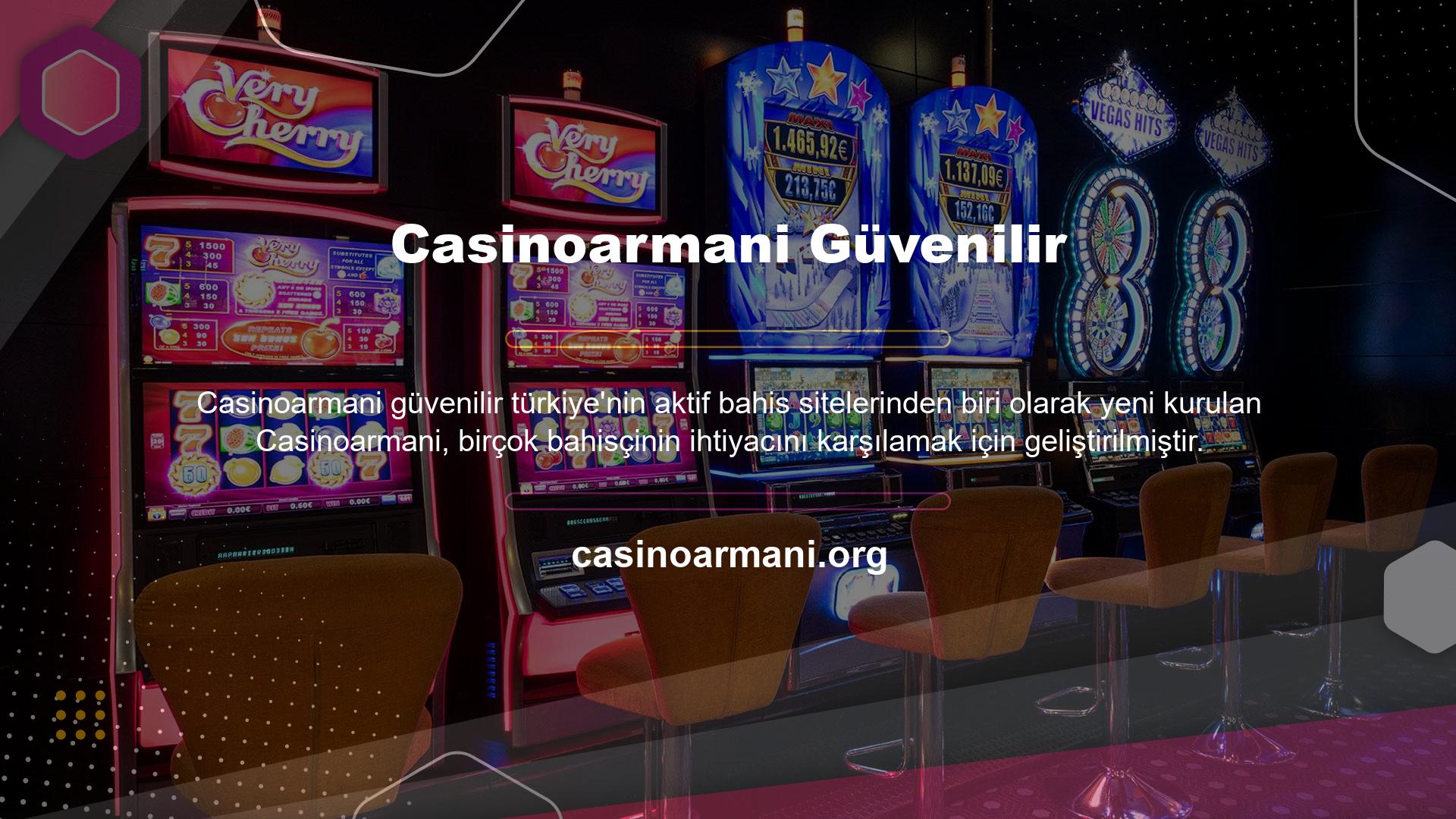 Genel olarak Casinoarmani adından da anlaşılacağı gibi tüm yatırım ve ödeme seçeneklerini sunmaktadır